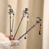 Neo Chinese Style Hairpin Light Luxury Metal Rose Moon Butterfly Element Hair Stick For Women Hanfu Horse-face Skirt Hairpin