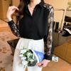 Women's 2025 Spring & Autumn Fashionable Lapel Lace Chiffon Blouse Cardigan