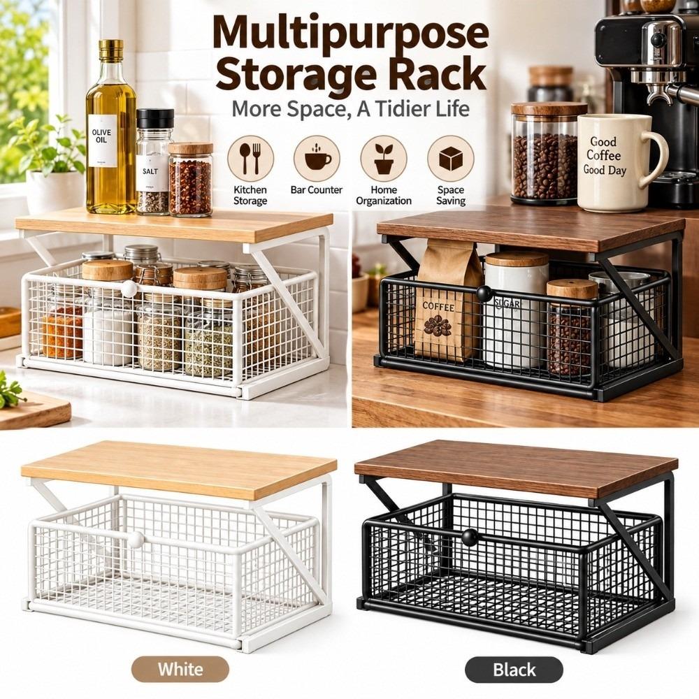 Space Saving Kitchen Organizer Shelf Countertop Storage Pantry Storage Rack Home Organization