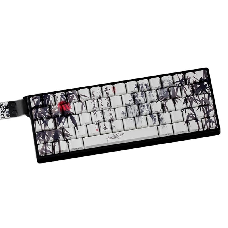 PBT кейкапы с тематикой Бамбуковый Лес, оригинальный профиль, сублимационная печать сбоку, для 61 64 68 ANSI ISO механических клавиатур
