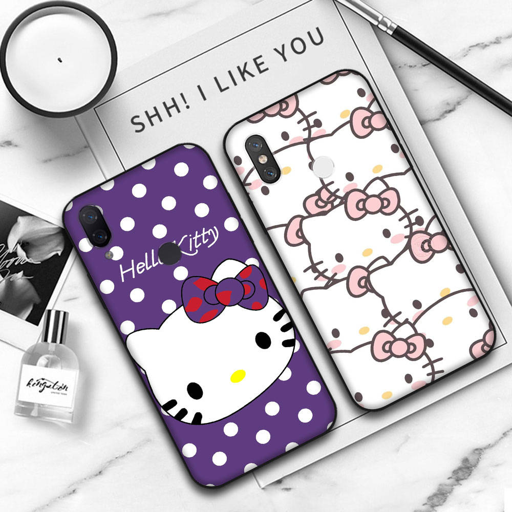 Черный чехол JZ23 Hello Kitty для OPPO Reno 8 6 5 4 Pro Plus Find X3 A17 A3 A31 A38 A40 A53 A54 A55 A74 A76 A78 A77 A80 A94 A95 A96 Lite