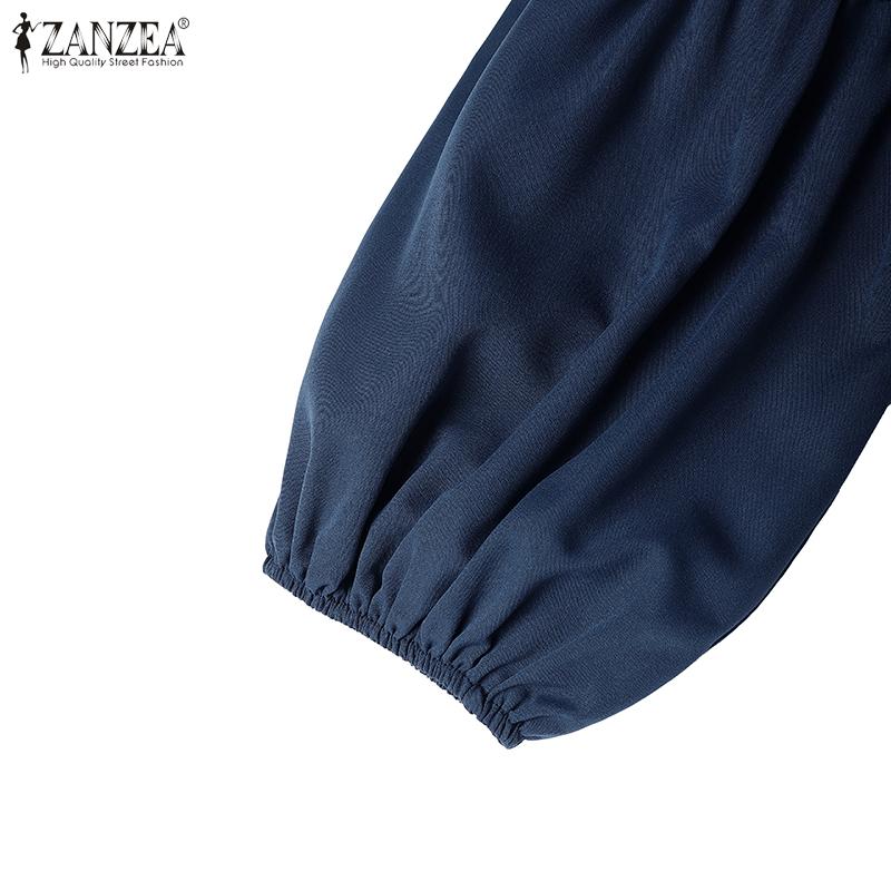 ZANZEA Женское модное платье А-силуэта с элегантным повседневным дизайном, воротником-стойкой и рукавами 3/4