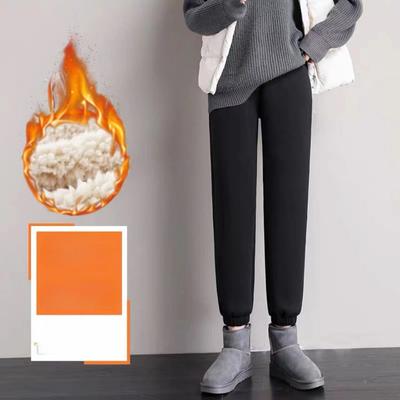 Осенние и зимние женские свободные и плюшевые утолщенные спортивные брюки