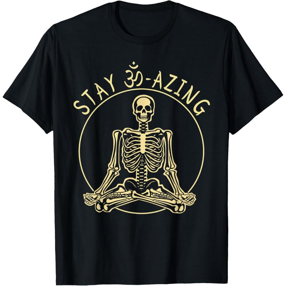 Funny Yoga Skeleton Quote Halloween Men Cotton Men T Shirt