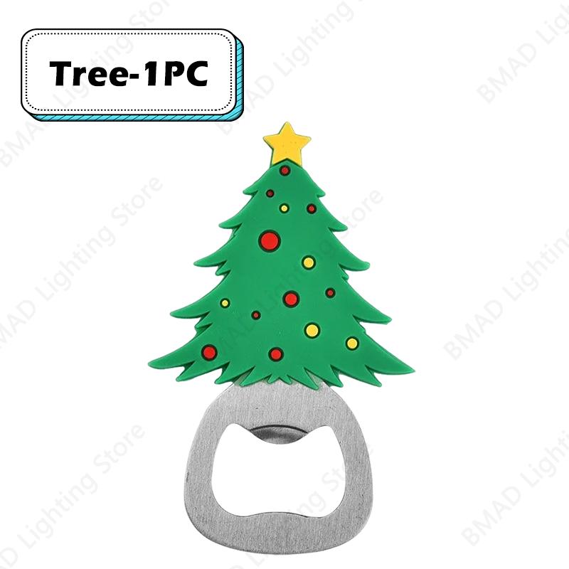 Christmas Beer Opener Santa Snowman Bottle Openers Silicone Stainless Steel for 2025 Christmas Party Decor Supplies