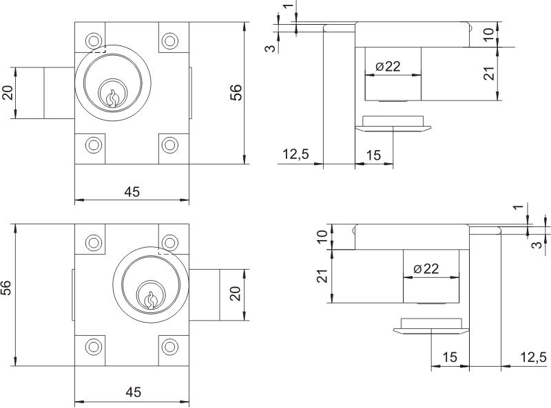 Zmb-2 Nickel-Plated Furniture Lock, Left - Mp Zm-2 Le