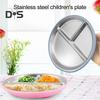 Детская тарелка с присоской, 3-секционная, разделенная на части, нержавеющая сталь, 9 дюймов, небьющиеся, противоударные металлические миски для малышей