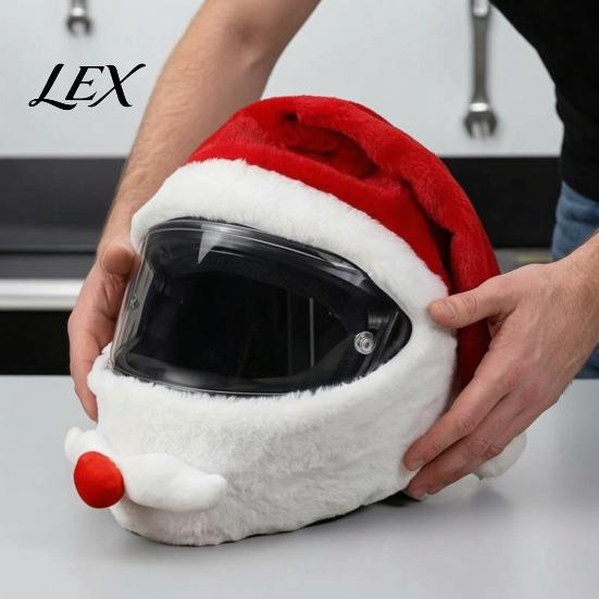 Festive Helmet Cover Christmas Santa Motorcycle Cover, Plush Claus Hat Xmas for Decoration, Holiday Accessories Men Cycling Decoration