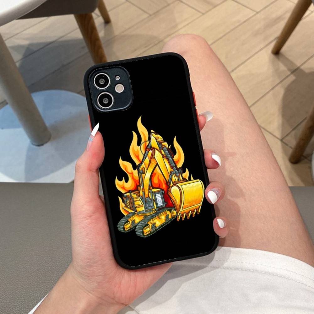 Excavator mechanical Phone Case For iPhone 16 15 14 11 12 13 Pro Max Plus 12 XS Max Back Cover Matte Case