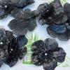 2Pcs Black White 3D Beaded Lace Patches Sequins Flower Clothing Patch Decoration Applique