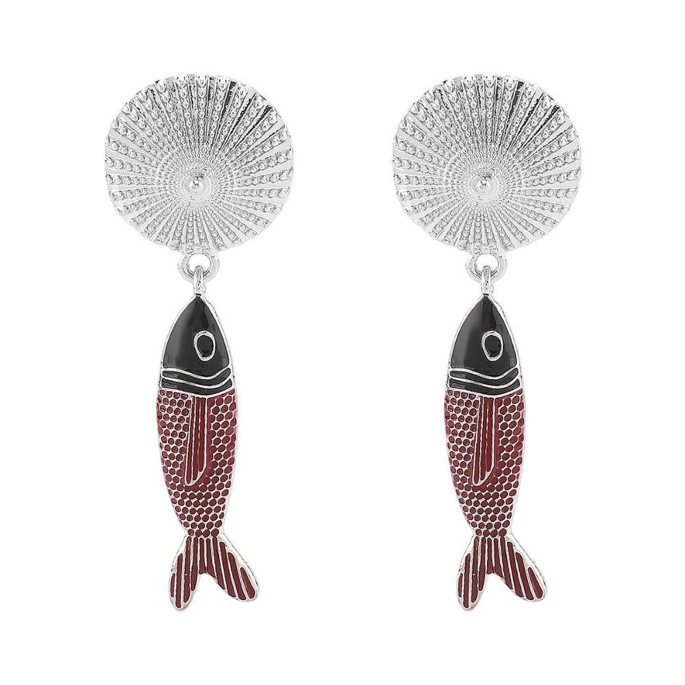 Vintage Bohemian Dangle Earring Metal Animals Earrings Temperament Fish Pendant Earrings Beach