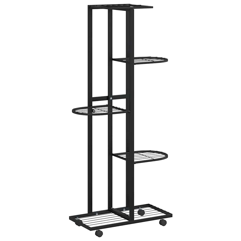Vidaxl Kwietnik Z 5 Półkami I Kółkami, 44X23X100 Cm, Czarny, Żelazny