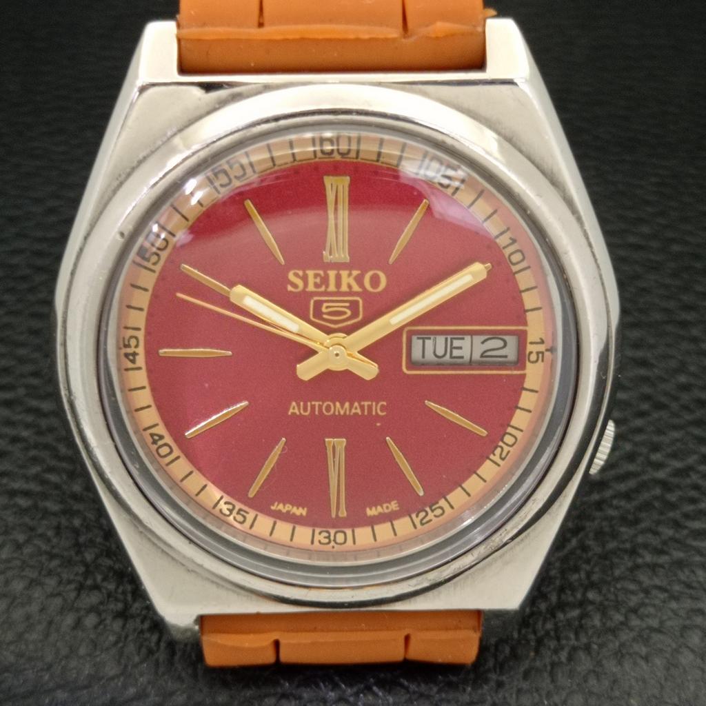 Б/У винтажные мужские часы SEIKO 5 AUTOMATIC 7009A из Японии с красным циферблатом a434978-2 R122-a434978