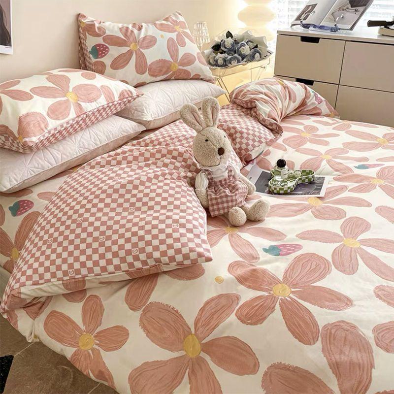 Комплект из четырех предметов из стираного хлопка, простыня, пододеяльник, комплект из трех предметов для спальни, односпальная кровать.