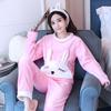 1 комплект, весенне-осенние женские милые пижамы, мягкая плюшевая теплая ночная рубашка, топ + нижние штаны, женские теплые фланелевые пижамы