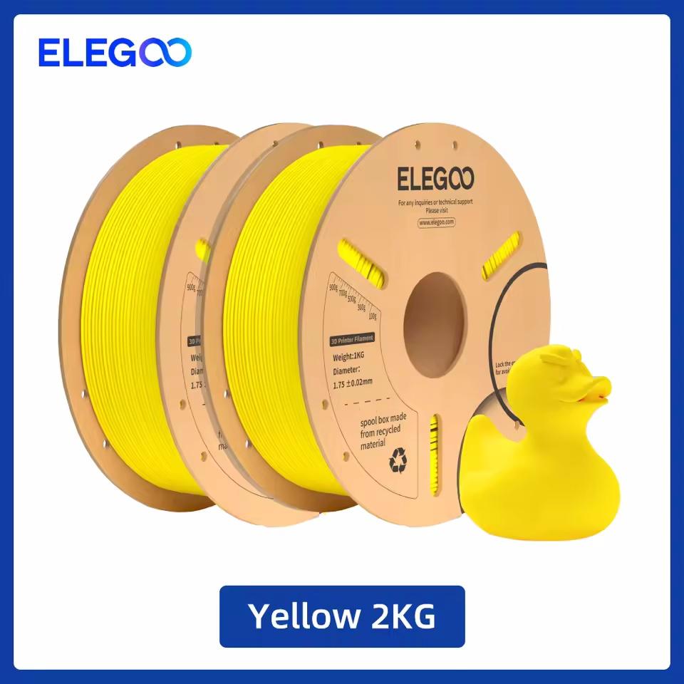 ELEGOO PLA+ Филамент 1,75 мм Набор 2 кг Пластик 3D PLA для большинства FDM 3D-принтеров Точность размеров +/- 0,02 мм 2 шт. * 1 кг Набор PLA+