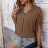 Women's New Summer Casual Versatile Drapey Bat Sleeve Solid Colour Shirt
