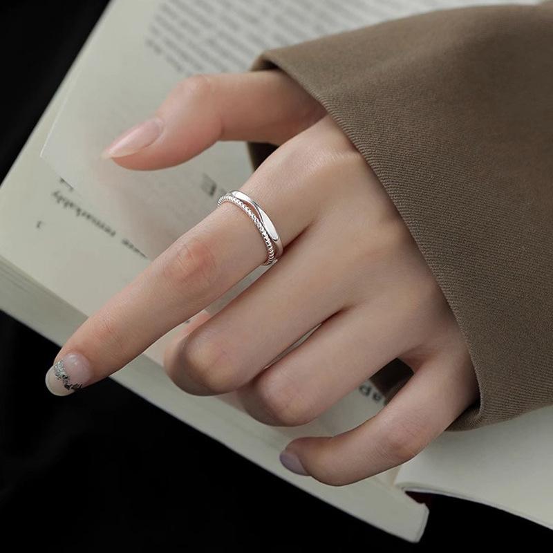 ANENJERY Необычные двухслойные полые кольца для женщин, крутящее кольцо нишевого дизайна, универсальные ювелирные изделия на каждый день