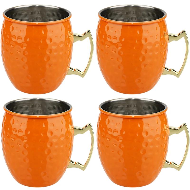 4 шт. креативная кружка для коктейля из нержавеющей стали с кованым наконечником, нескользящая, с золотой ручкой, кружка-баранок для дома и бара, кружки-мулы