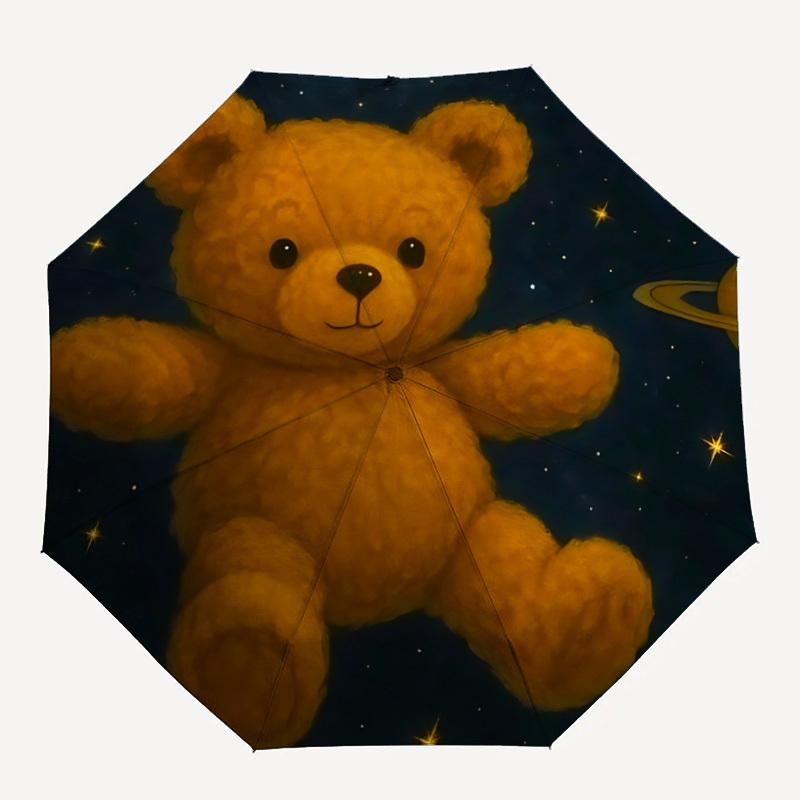 1pc Teddy Space Automatic Open/Close Umbrella Compact Folding Umbrella, All-Season Portable Umbrella for Women/Men, Perfect Gift for Birthdays009