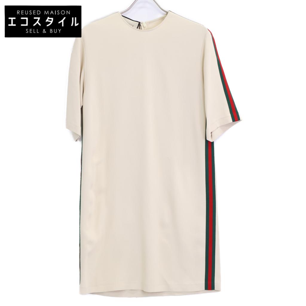 Gucci [Beauty / Domestic Regular] 528977 Side Sherry Line Half Sleeve Dress 38 IvoryUsed