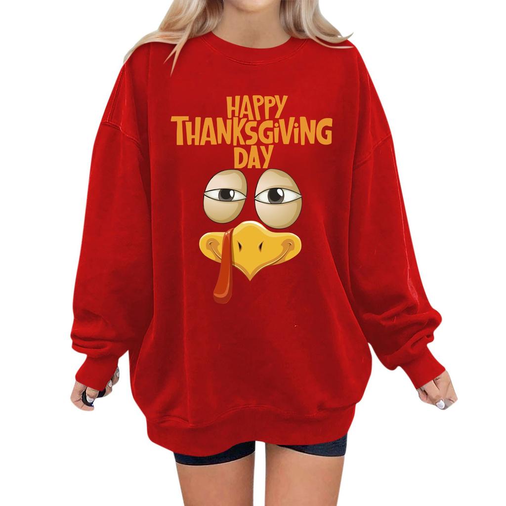 Женская мода повседневная толстовка с длинным рукавом и принтом ко Дню благодарения