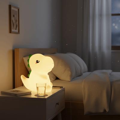 Портативный силиконовый ночник в форме динозавра, USB-зарядка, мультяшная лампа с сенсорным управлением, перезаряжаемая, мягкий светодиодный ночник, декор