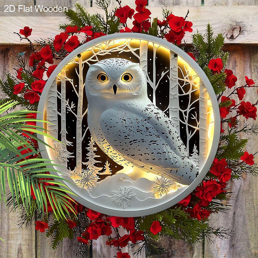 2D плоская деревянная бирка, украшение для стены дома, подарок на новоселье для друзей, узор с белой совой