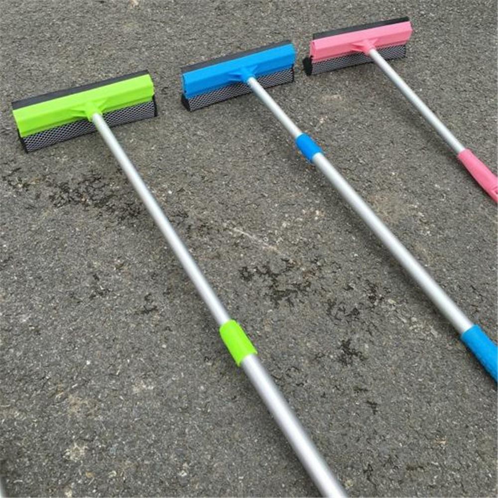 Window Cleaner with Retractable Handle Glass Doors Mirrors Natural Rubber Scraper Adjustable Length Window Wiper