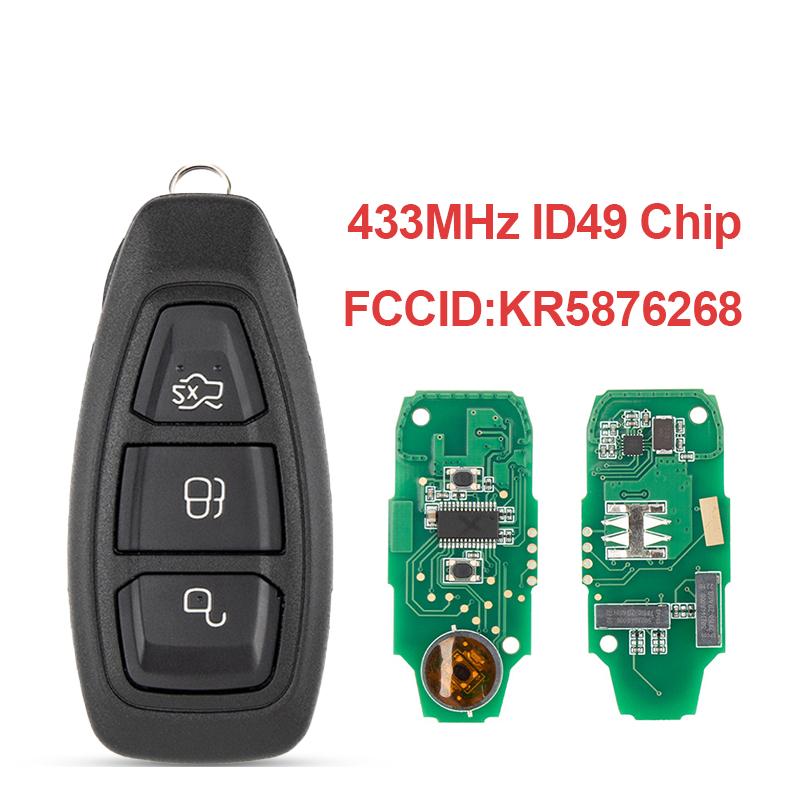SILY KR5876268 ID49 KR55WK48801 4D63+/83 Чип 433 МГц Умный Пульт Управления Ключ от Машины Подходит для Ford Fiesta Kuga 2016 2017 2018
