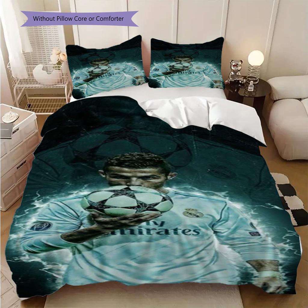 Dynamic Cr Football Action Three-piece set (1 * duvet cover + 2 * pillowcase, without core) 2D Flat Bedding set Soft and comfortable