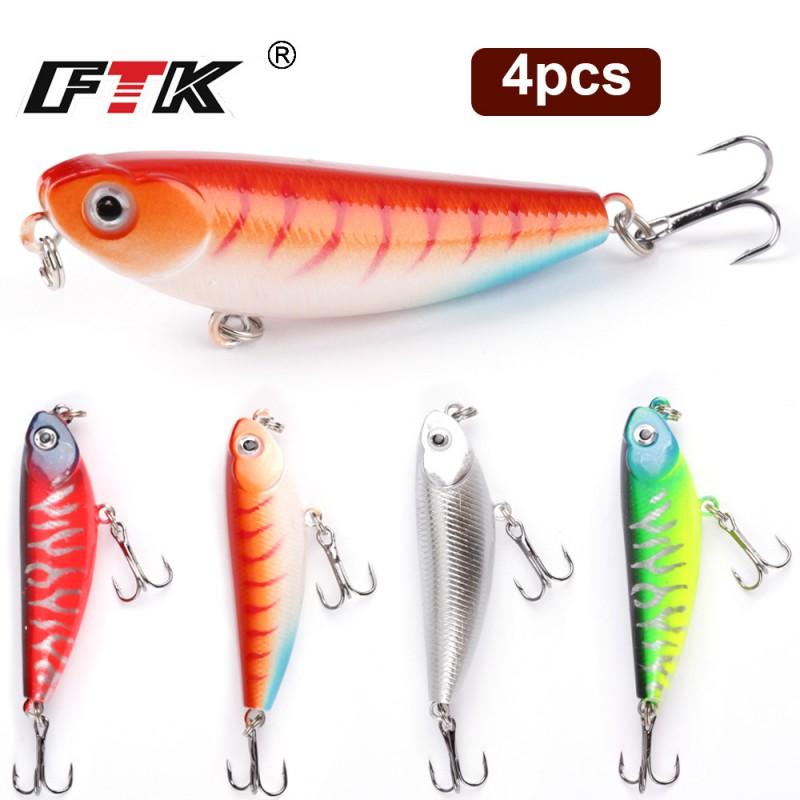 4pcs Floating Topwater Minnow Jerkbaits 7.5cm 5.3g ABS Hard Lure Bass Pike Perch Surface Fishing