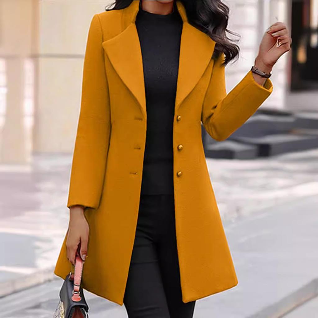 Куртка женская кардиган однобортный блейзер длинный рукав приталенный крой пальто весна зима пригородный нарядный топ плюс размер