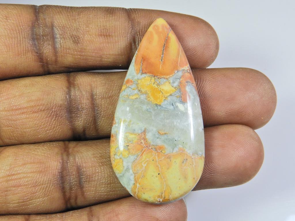 AA++ 57Cts. Natural Maligano Jasper Pear Cabochon Loose Gemstone 24X48X05MM ET-146