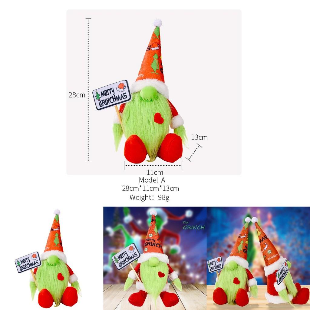 Adorable Grinch Sitting Plush Doll Green Furry Monster Holiday Decoration Toy