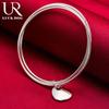 925 Sterling Silver Three Ring Heart Bracelet Fashionable Wedding Jewelry