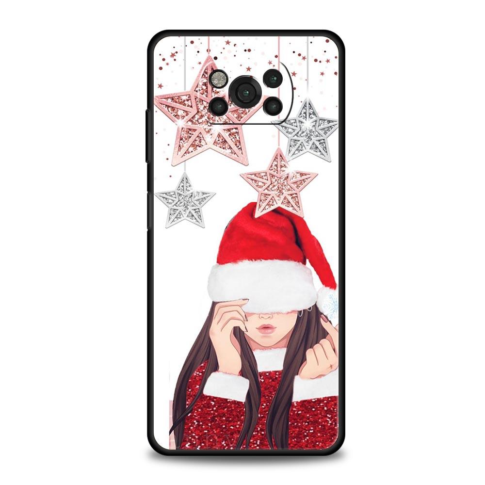 Phone Case For Xiaomi Poco X6 X5 X4 Pro 5G X3 NFC F5 F4 M5 M4 M3 F3 GT C51 C50 C55 Soft Black Cover Christmas Graphic Printed