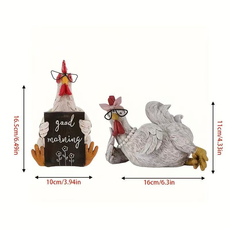 Rooster Statue Decor Statues Resins Garden Farm Yard Lawn Chicken Hen Sculpture Art Craft Courtyard Housewarming Home Decoration