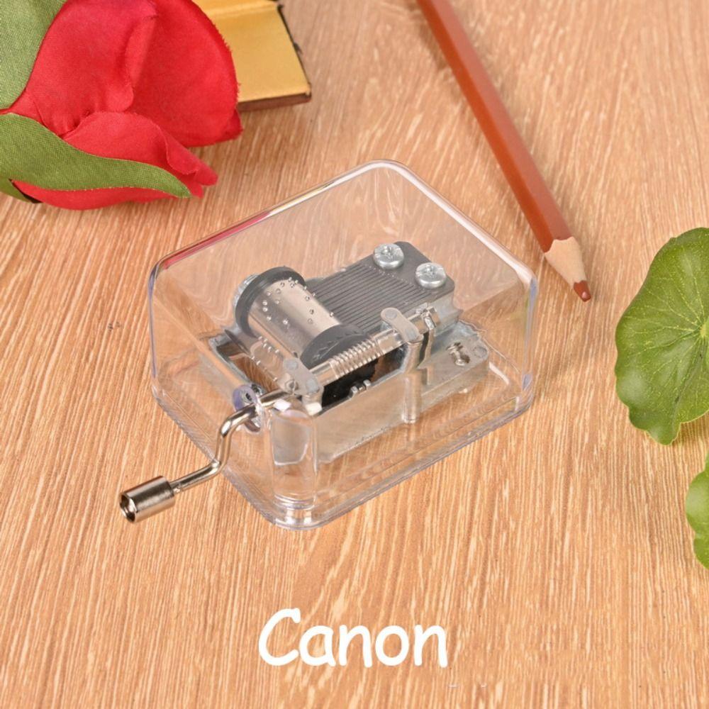 Transparent Mini Hand Cranking Music Box Acrylic Craft Acrylic Creative Crafts Ornaments  Children