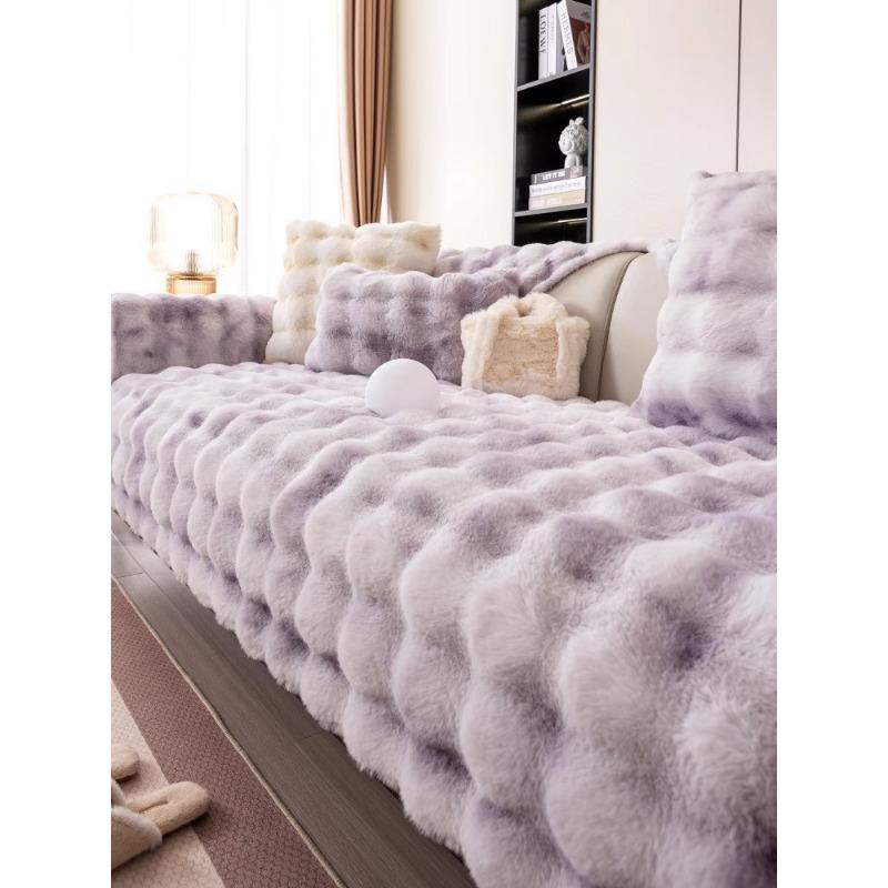 Winter Thick Sofa Towel Warm Rabbit Plush Can Cover Seat Cover Cover Backrest Armrest All-Inclusive Cover Cloth Blanket