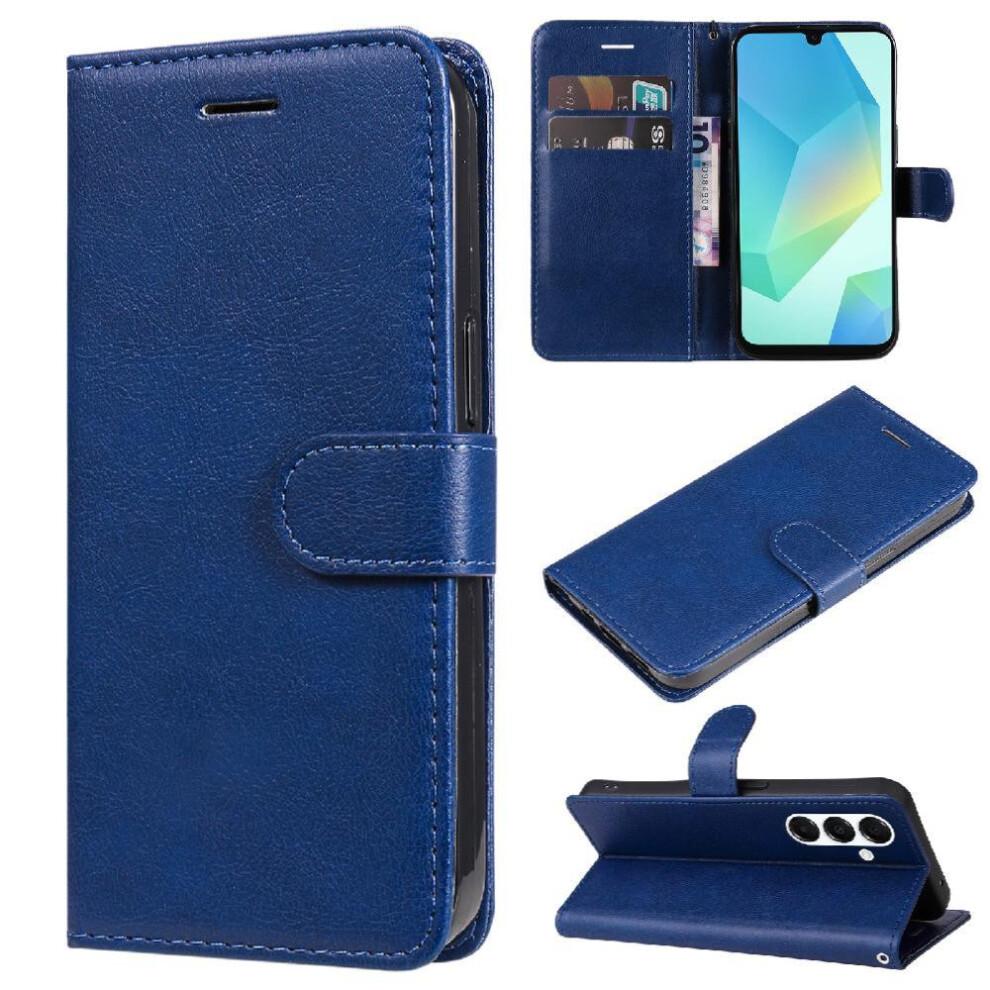 (Blue) Flip Case for Samsung Galaxy A26 5g High Quality Leather with Card Slot Business Wallet Phone Case Classic Solid Color