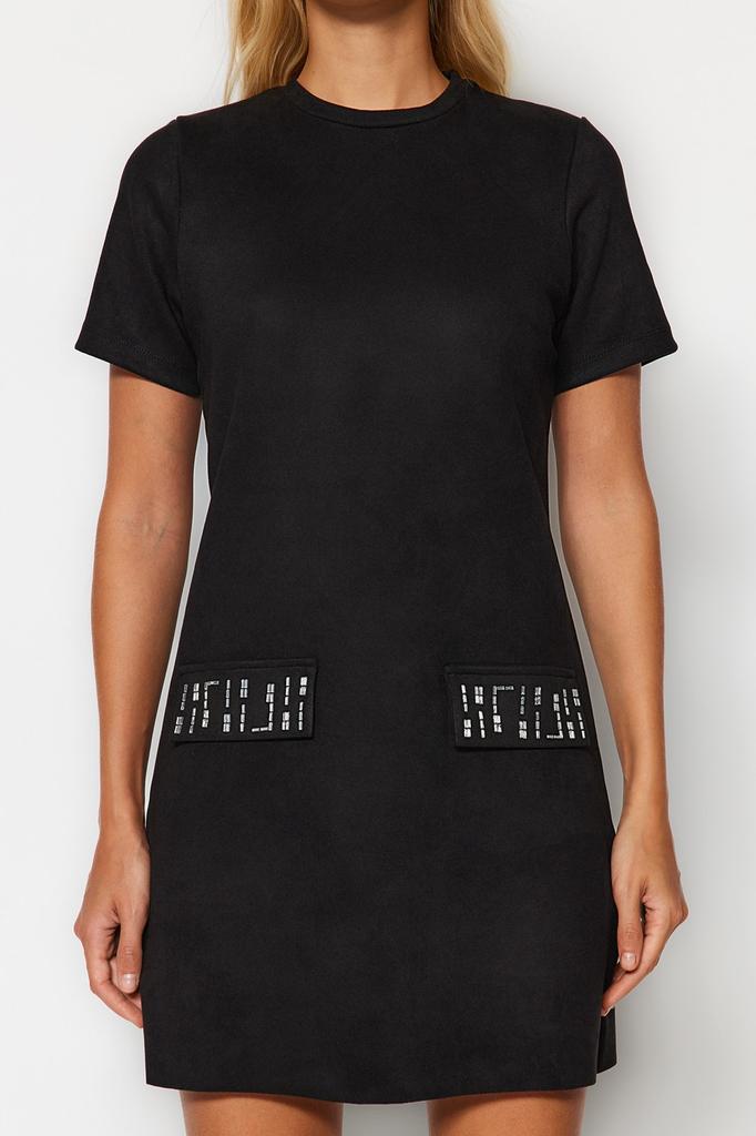 Женская модная деловая мини-юбка с короткими рукавами и мятным поясом, мини-тканое платье с воланами