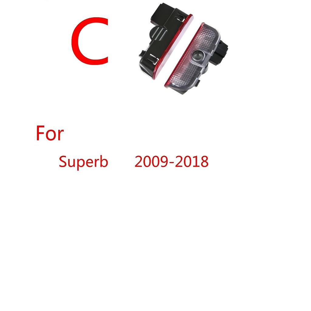 JIYQ3 2Pcs Car LED Door Projector Light For Skoda Accessories 2004-2024 VRS Octavia 2 3 A5 A7 MK2 MK3 Superb 3V 3T B6 B8 Kodiaq Karoq