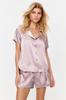 Women's Fashion New Pajama Set Pink Satin Woven Pajama Set