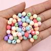 Сплошные цветные круглые бусины, 50 шт., акриловое детское ожерелье, цепочка для мобильного телефона, аксессуары, браслет, подарочная сумка, 7,5*8 мм, разная огранка