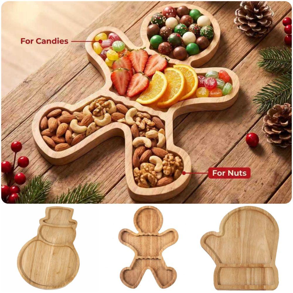 Divided Compartments Christmas Storage Tray Desktop Decoration Tray Party Snack Serving