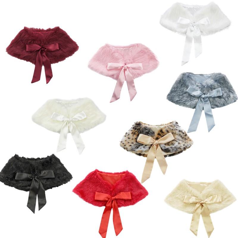 Girls Faux Fur Bolero Shrug Open Front Princess Cape Jacket for Wedding Party Photo Shoot Costume Accessory