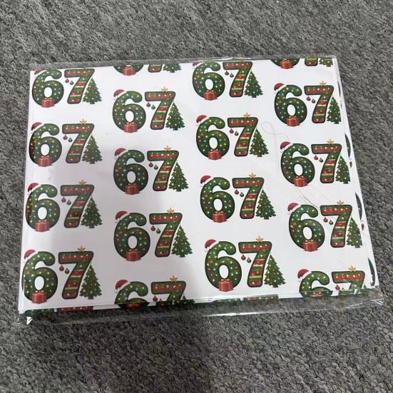 1 Roll Christmas 67 Santa Wrapping Paper Six Seven Meme Gift Box Packaging Paper Tear-Resistant Present Wrap Packing Paper Sheet