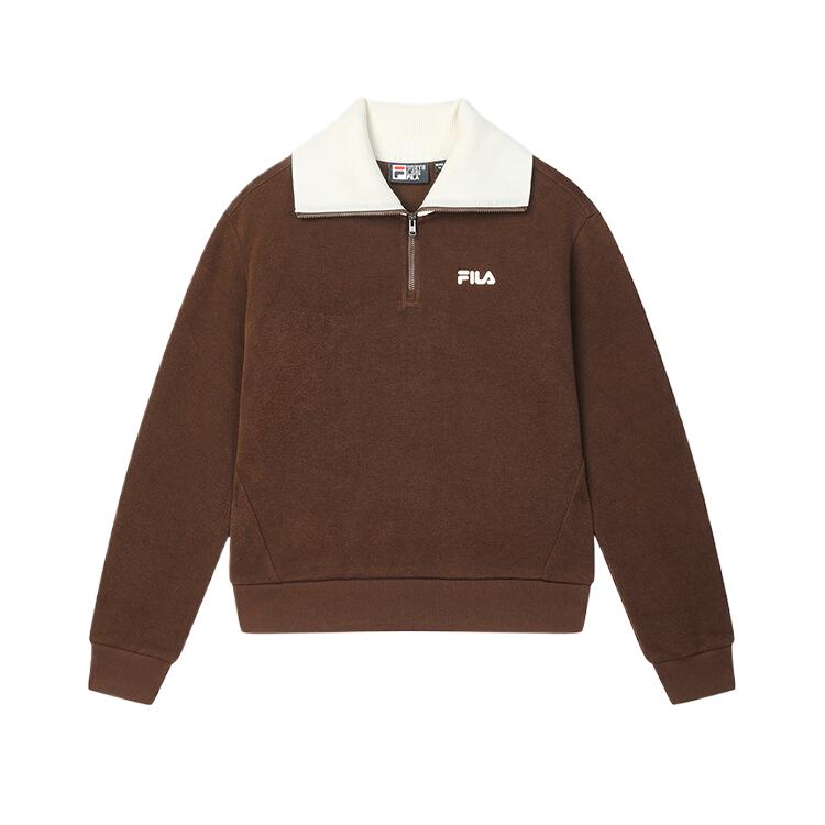 New FILA MODERN HERITAGE Sweatshirt Women's Dark Rock Umber F11W518204F-BN