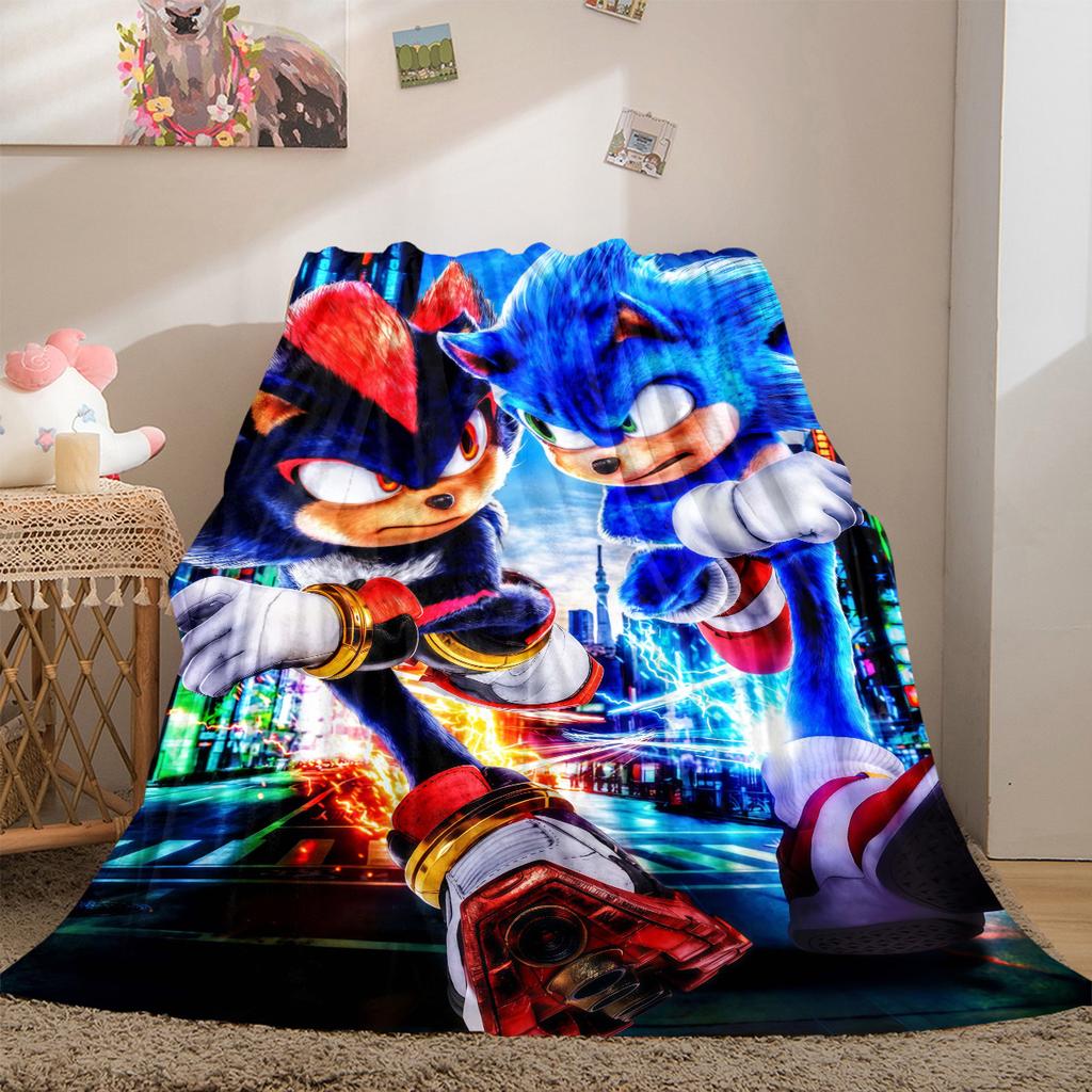 Sonic Classic Cartoon All-Season Versatile Travel Blanket Compact Suitable for Office Nap & Outdoor Camping LXRa43